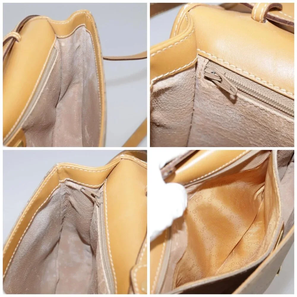 GUCCI Micro GG Supreme Shoulder Bag PVC Beige Brown Gold Auth 101967 - Picture 15 of 16